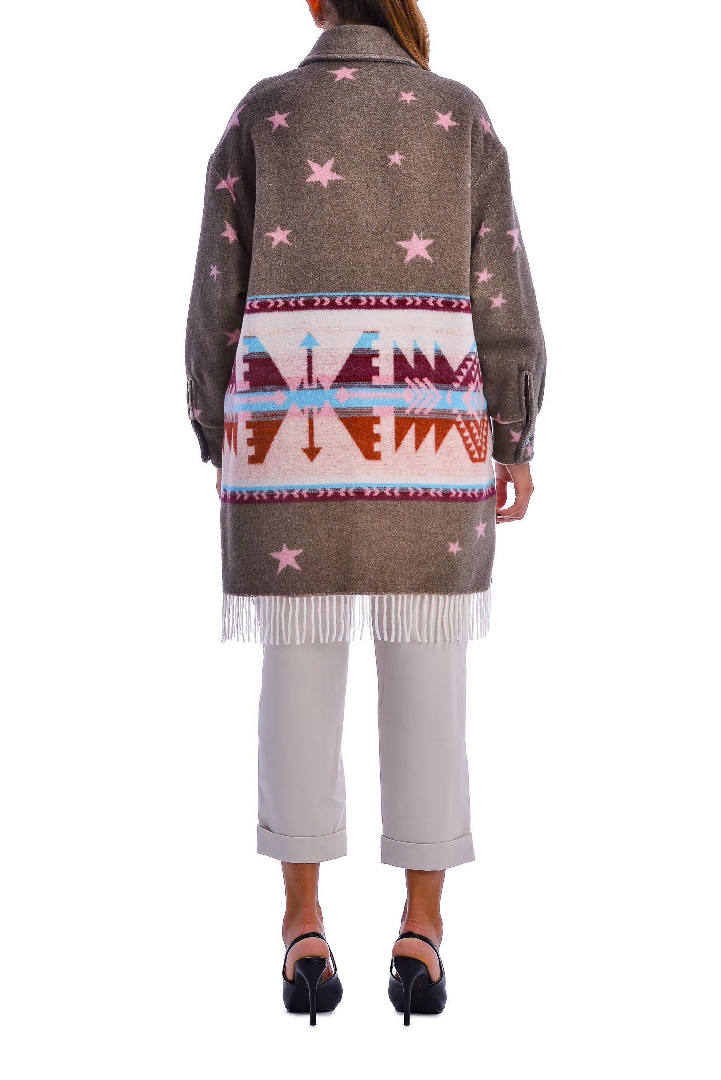 Cappotto tortora con stampe - Image 3