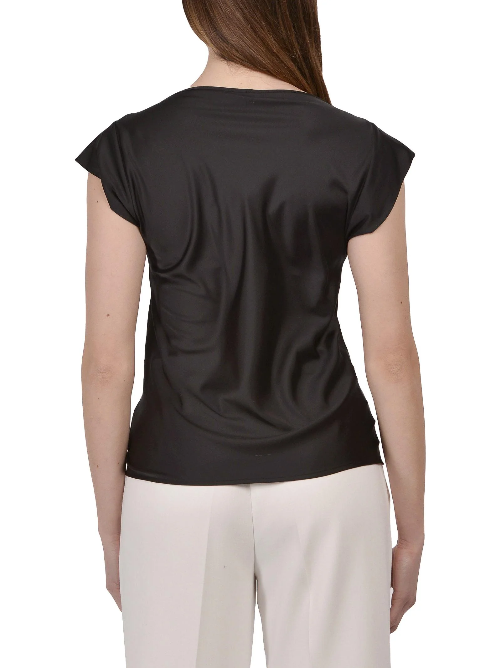 T-shirt nera in satin - Image 3
