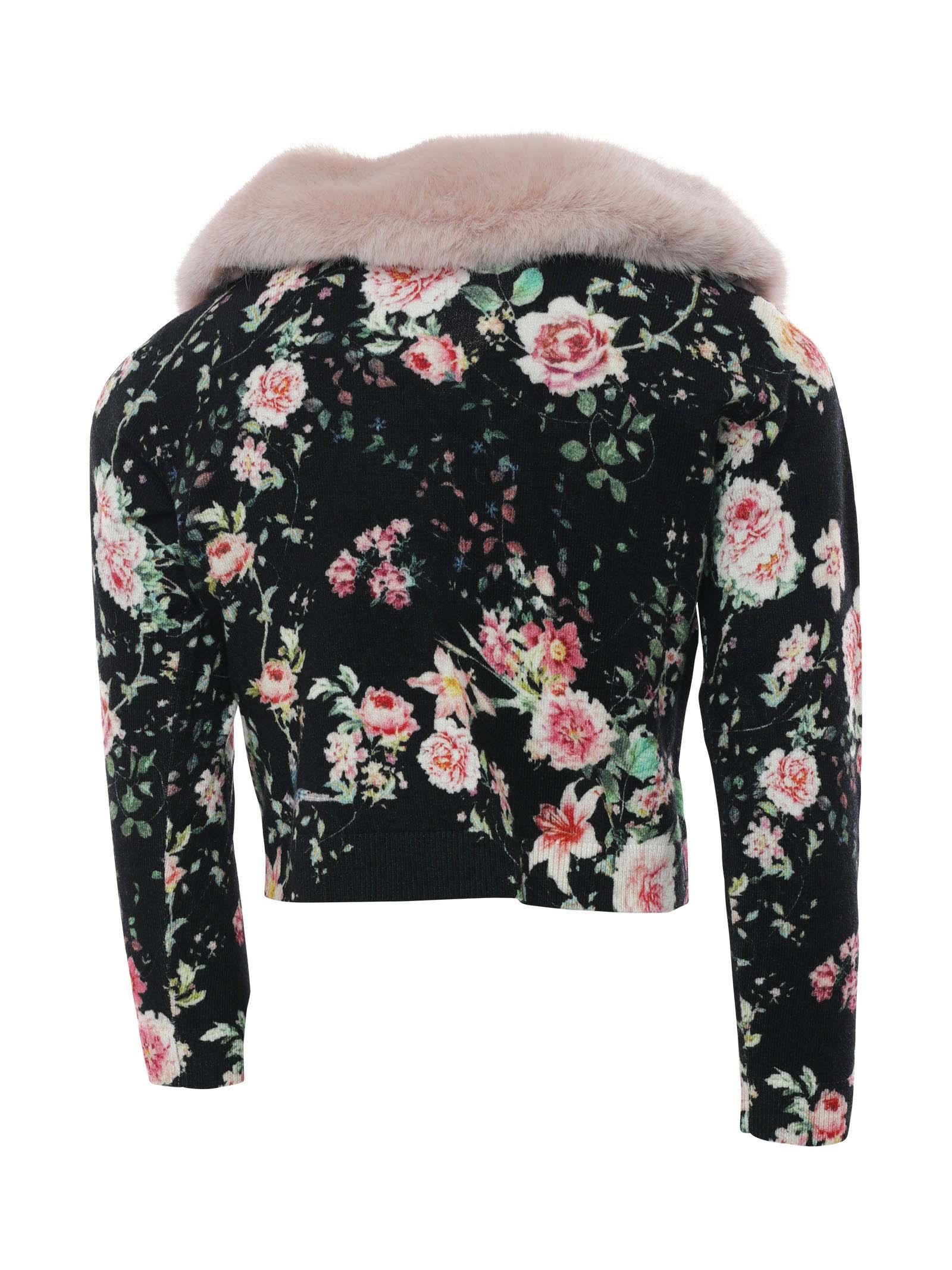 Cardigan floreale con pelliccia - Image 3
