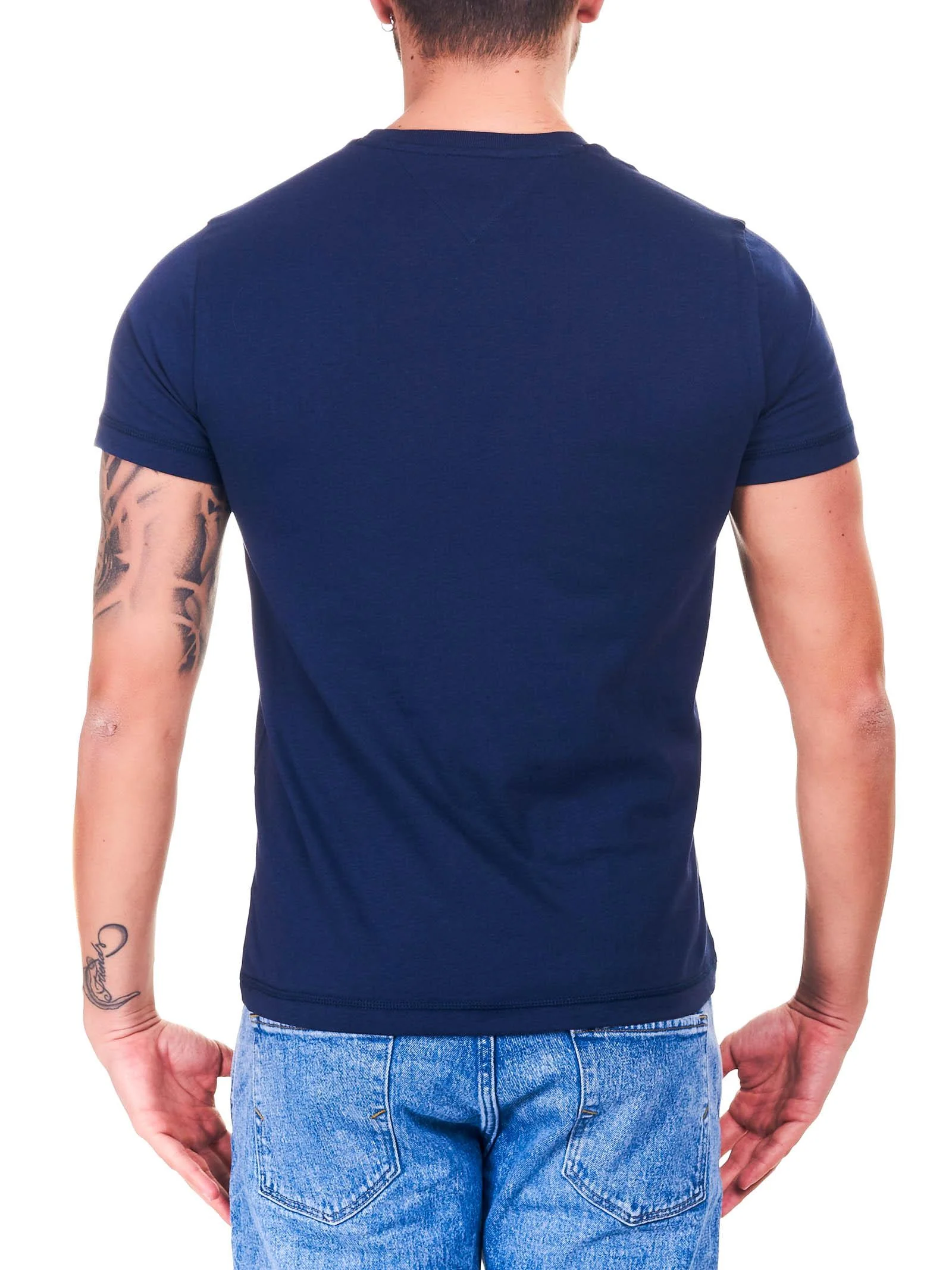 T-shirt blu con logo bandierina - Image 3